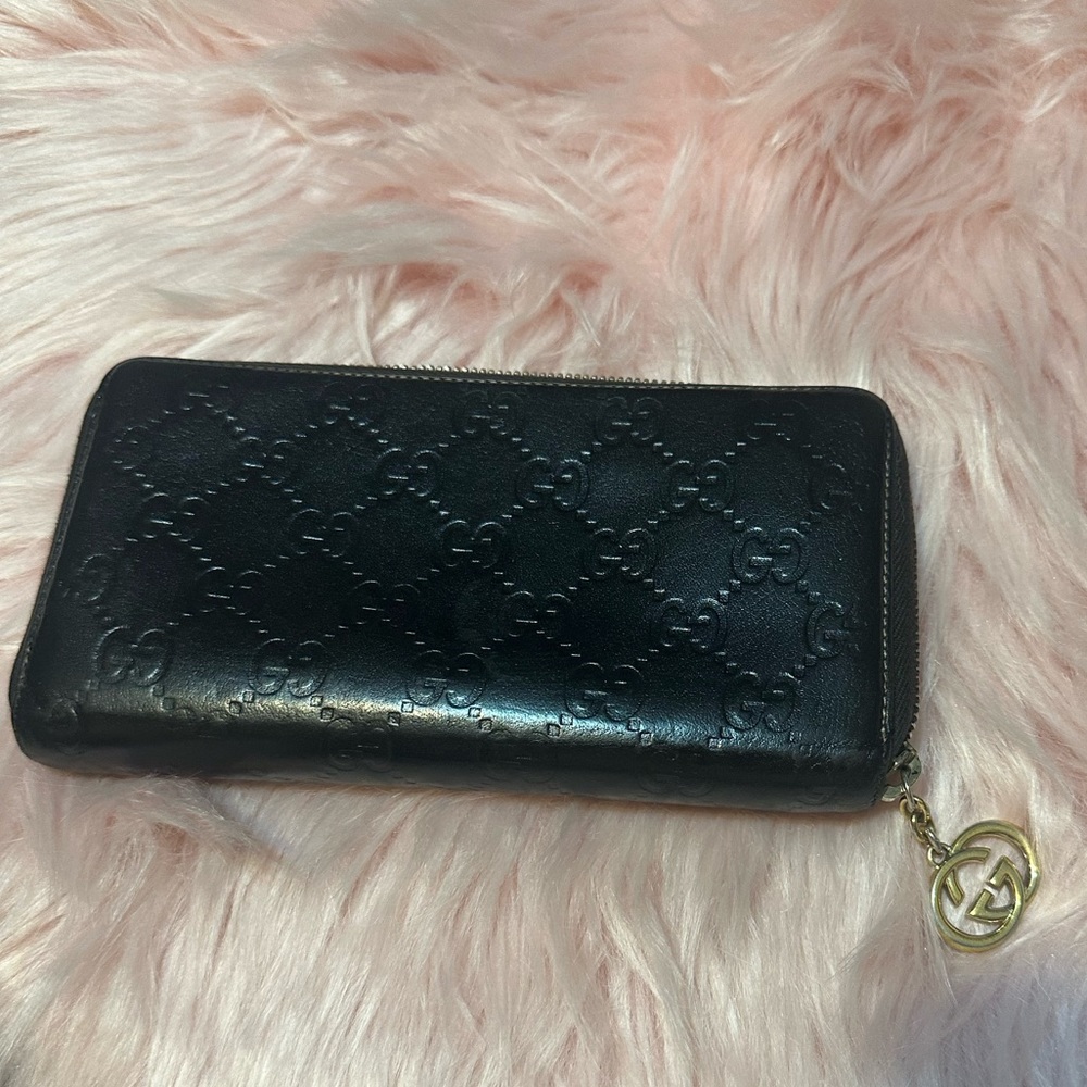 GUCCI Guccissima signature print brown wallet